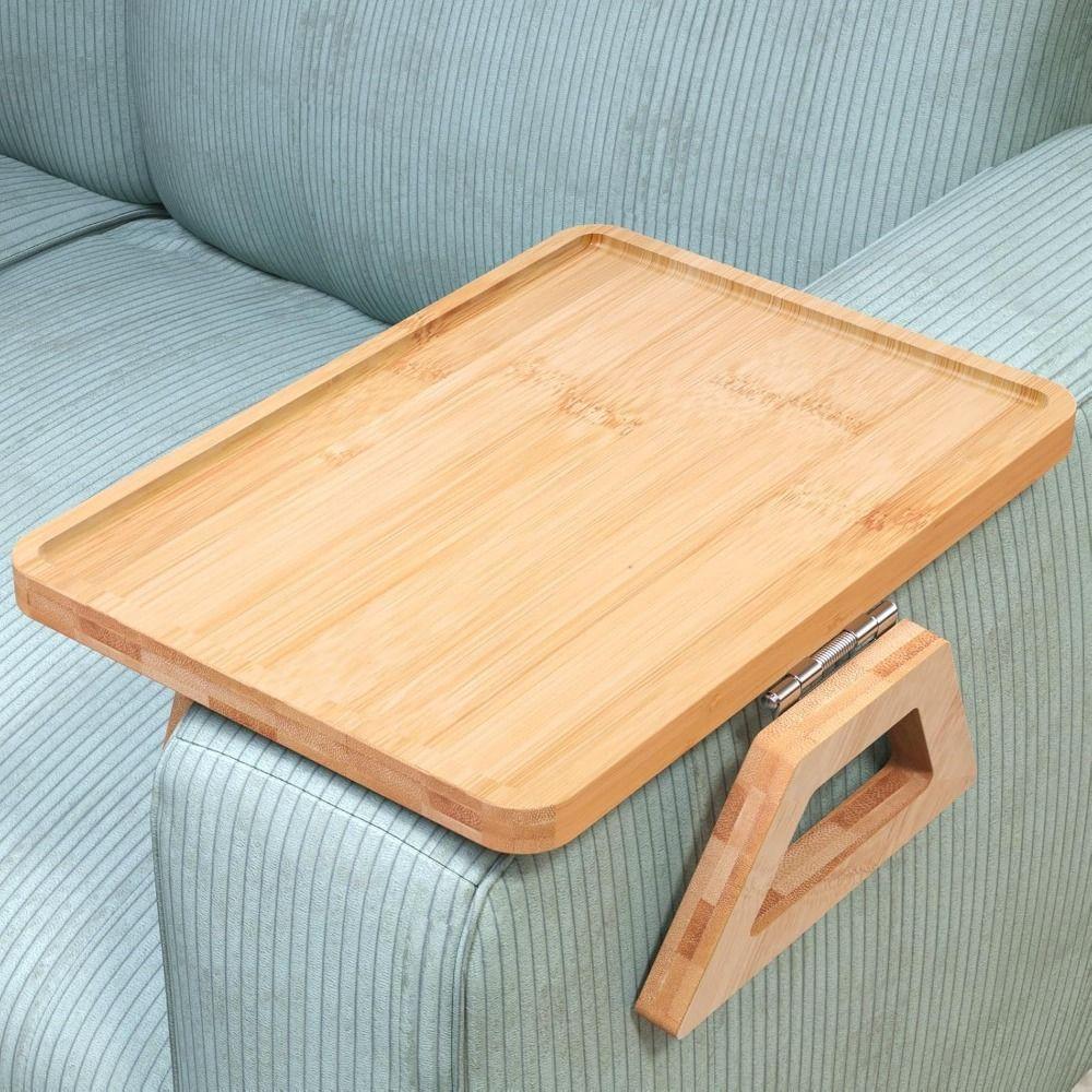 Anti-slip Sofa Armrest Tray Clip-On Couch Arm Side Holder Wooden Folding Sofa Table  Household