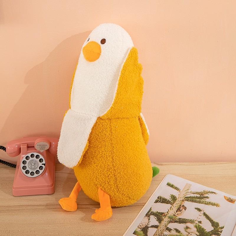 Banana Friend Duck Cute Banana Throw Pillow Plush Toy Funny Doll Throwing Pillow Sleeping Leg Clamping Gift for Girlfriend
