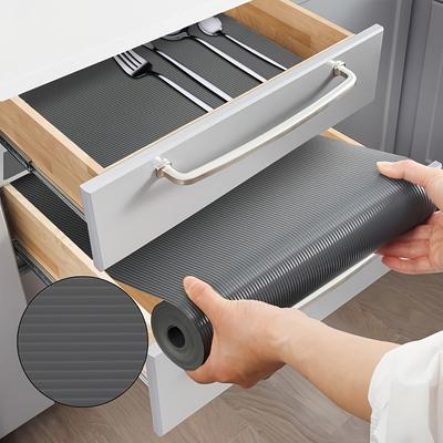 1pc Gray EVA Thickened Rib Drawer Mat - Durable, Non-Slip, Clear Plastic Shelf Liner for Kitchen Drawers, Desk, and Table Organization