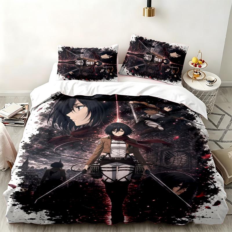 Attack On Titan 3pc Set Perfect for Bedroom Use Comfortable Bedding Set Includes a Duvet Cover and Two Pillowcases Ideal Birthday or Christmas Gift