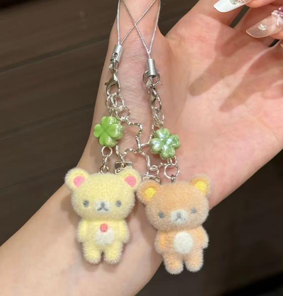 Kawaii Rilakkuma Easy Bear Keychains Lazybear Doll Bag Clothing Puller Phone Rope Keyrings Accessories Pendants Couple Gifts