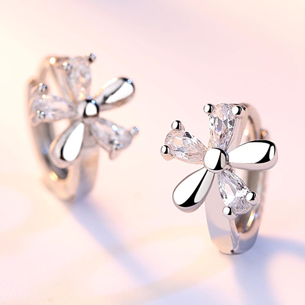 Sweet Plum Blossom Korean Snowflake Crystal Earrings - Elegant & Lovely Stud Ear Accessories