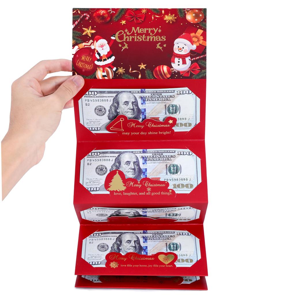 Creative DIY Folding Red Envelope - Santa Dollar Card with Christmas Bronzing, 6-Pack Festive Money Holder Set
