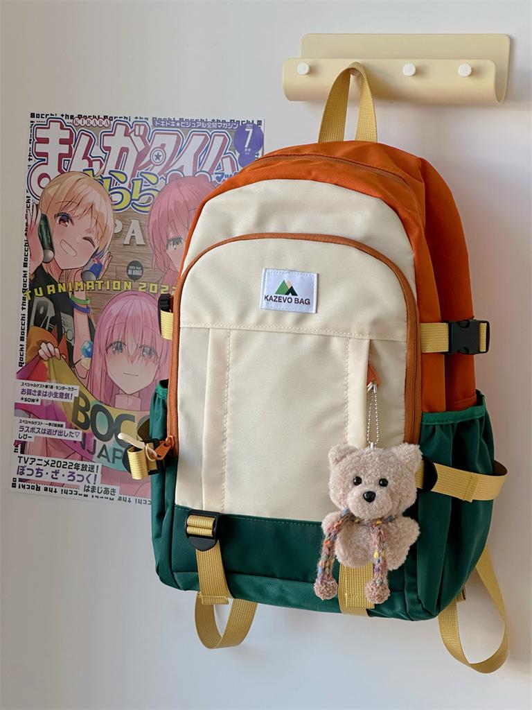 New contrasting color casual backpack large capacity personalized campus style junior high school student backpack