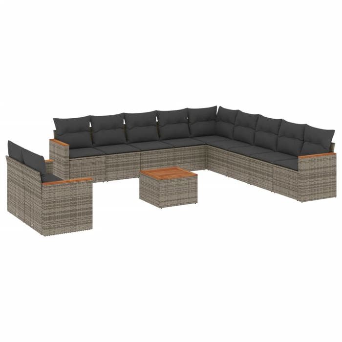 VidaXL Garden Lounge Set with Cushions 12 Pcs, Patio Sofas, Patio Furniture Set, Outdoor Furniture, Grey 3226137