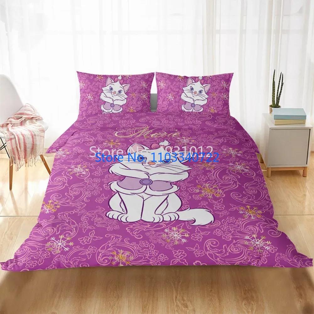 Cute Marie Cat Cartoon Bedding Sets Duvet Cover Set 3D Print Comforter Cover Bedclothes for Boy Girl Bedding Sets Bedroom Decor