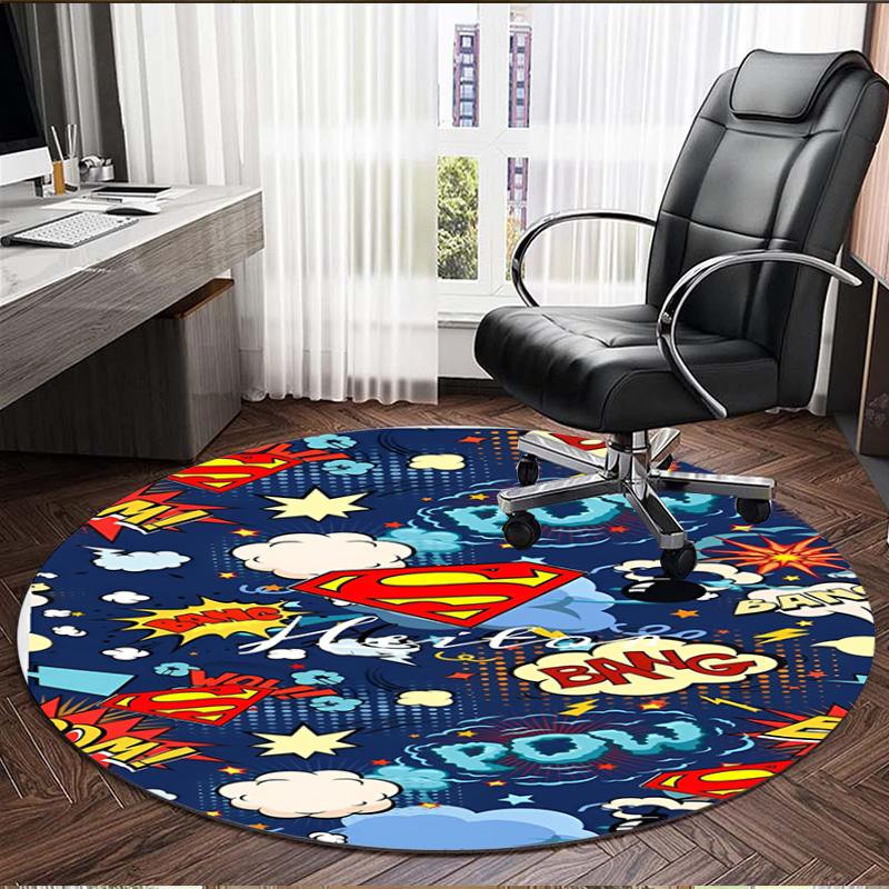 Superman Print Round Rug, Washable Floor Carpet, For Entryway Dorm Laundry Room Office Study, Home Decor Birthday Christmas Gift