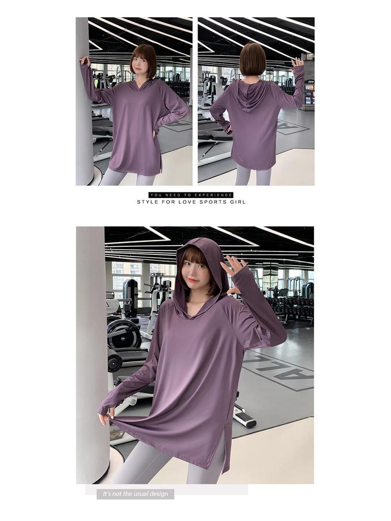 Dámský rychleschnoucí kardigan s kapucí: Jaro/Podzim, Volný dlouhý rukáv, Ideální na jógu, běh a fitness.