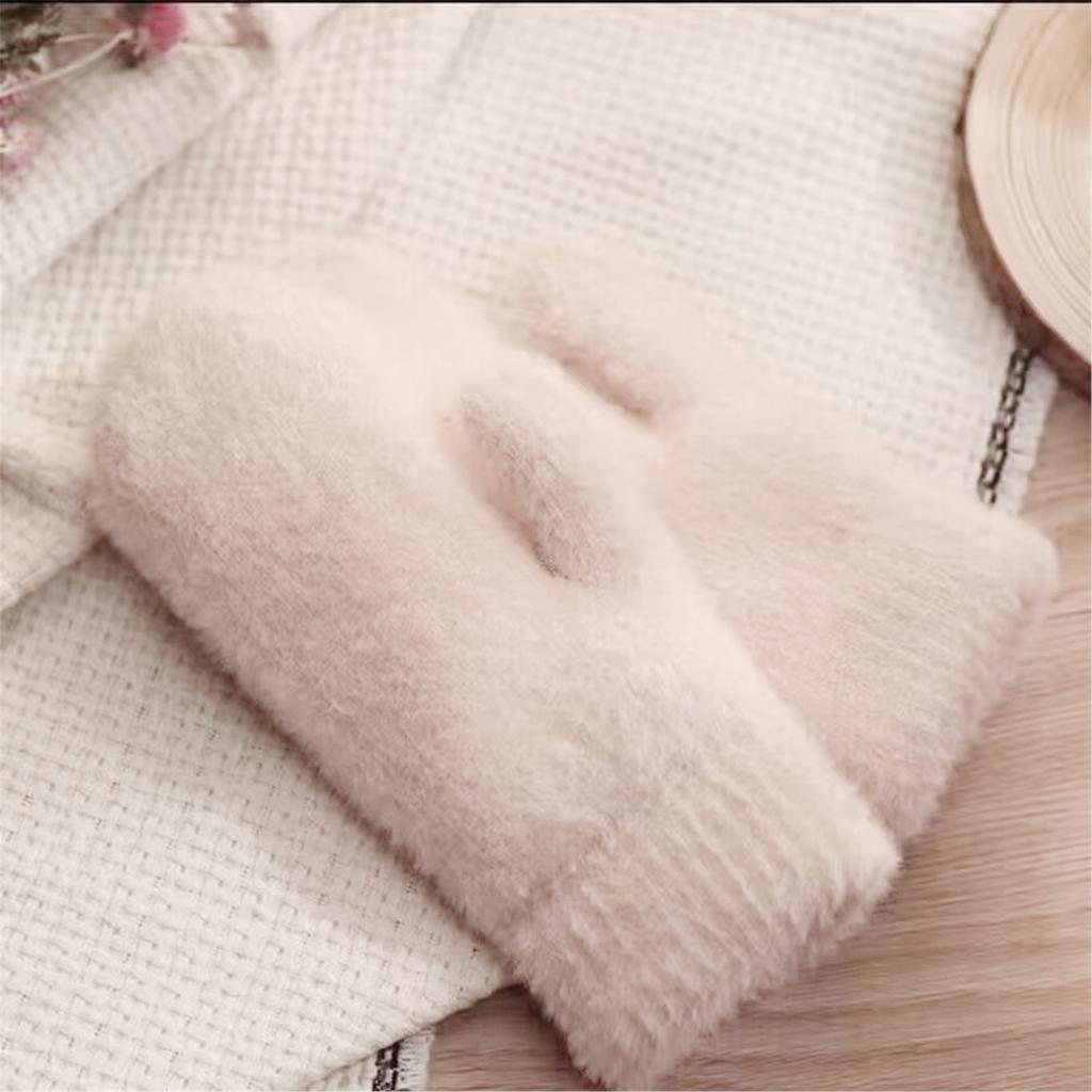 Faux Furs Mittens Women Winter Warm Gloves Faux Furs Gloves Stretchy Cuff Comfortable Wear for Skating Skiing Hunting