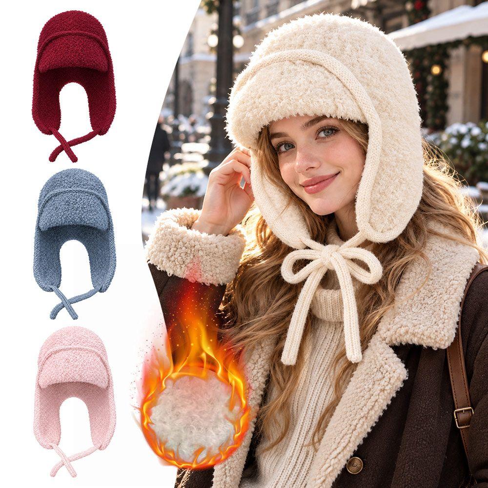 Windproof Knitted Wool Hat Warm Lei Feng Hat Cute Winter Hat  Autumn Winter
