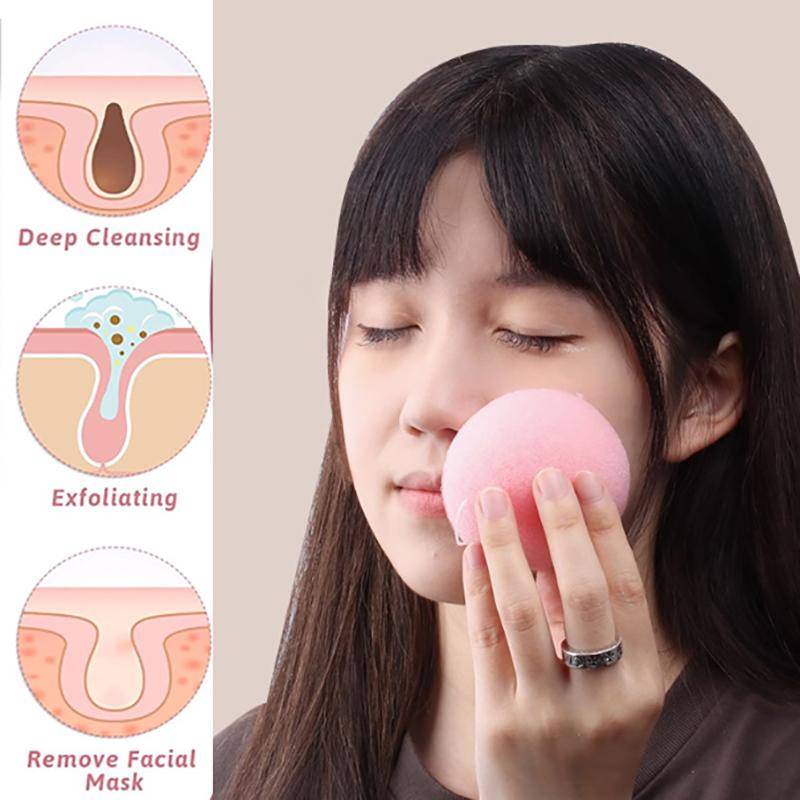 Fiber Material Round Facial Cleansing Exfoliator Face Wash Cleaning Sponge Face Wash Puff 1/5 Pcs Konjac Cleansing Sponge
