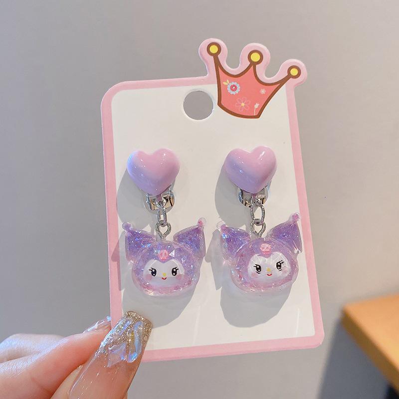 Kuromi No-Piercing Pain-Free Earrings for Girls – Stylish, Comfortable Ear Clips