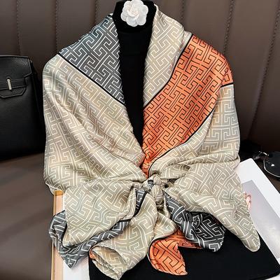 Spring and Summer New Brocade Silk Scarf Women's Versatile Travel Sunscreen Beach Towel Air-conditioned Room Shawl Fashion Scarf