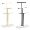 Multifunctional Metal Jewelry Stand Featuring Hook and Trays for Neat Arrangement of Necklaces Bracelets Rings