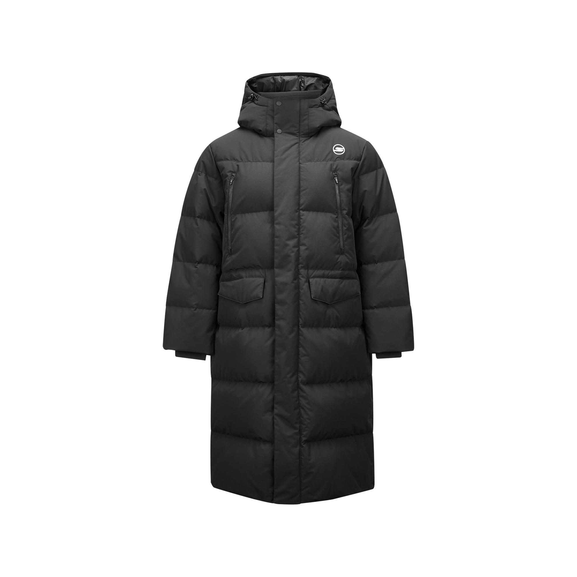 Skechers Windproof Waterproof Oil-Resistant Warm Insulated Durable Long Hooded Jacket Men Jacket Carbon-Black P424M066-0018 M