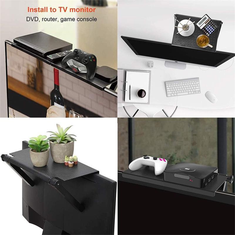 Desktop Screen Top Storage Shelf Rack Holder Computer Monitor Desktop Stand TV Rack Display Shelf Organizer Bracket No Punching