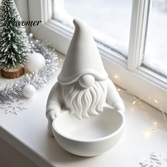 Decorative Candy Dish 3D Printed Gnome Bowl, Nordic Faceless Dish, Dwarf Ornament Tabletop Key Bowl for Christmas Tiered Tray, Mantel, Table
