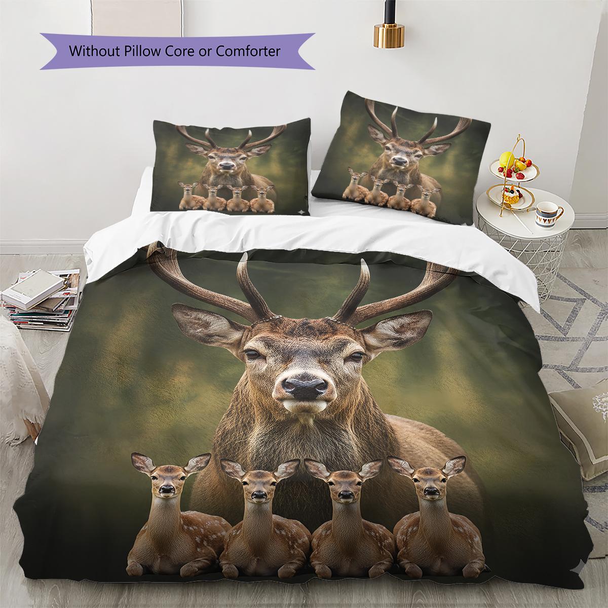 

Deer Peacock Pattern Bedding Quilt Set Quilt Cover Pillowcase Home Decoration Gift (1 * duvet cover + 2 * pillowcase, without core) 135x200cm