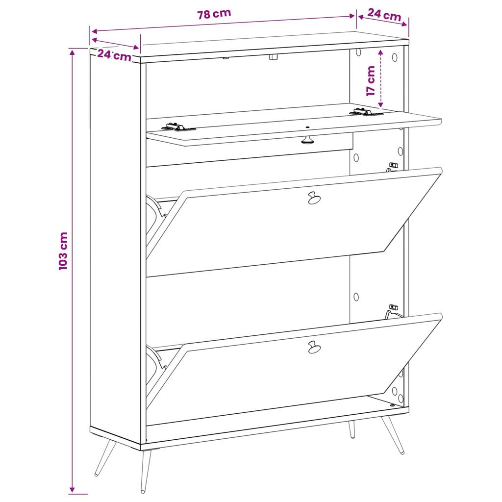 Shoe Cabinet BREDA 78 X 24 X 103 Cm Engineered Wood Artisan Oak