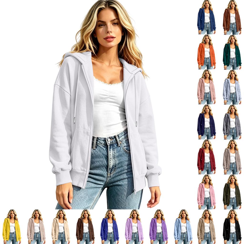 Women's Oversized Hoodie Casual Long Sleeve Zip-Up Sweatshirt for Everyday Wear