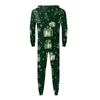 Christmas Print Family Matching Hooded Long Sleeved Zippered Jumpsuit Set