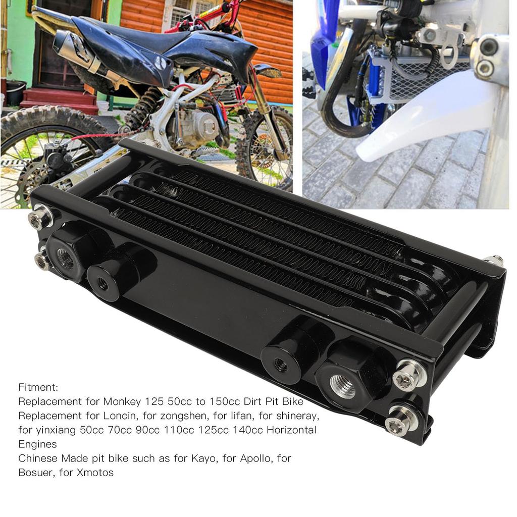 Motorcycle Engine Oil Cooler, 17PCS Motorcycle Oil Cooler Radiator Set, 4-Row Engine Oil Cooling Kit for Monkey 125cc-140cc, Dirt Bike Oil Cooler Cool