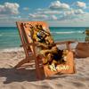 Custom Name Ultra-Soft Beach Towel with Lion Theme,Ideal for Pool - Camping, Diving - Perfect Travel Essential, Vibrant Beach Towel.