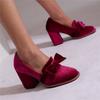 Fashion Fashion High Heels Women Pumps Shoes Spring Elegant Flock Red Green Black Heeled Bow Party Wedding Shoes Female Large Size 33-48
