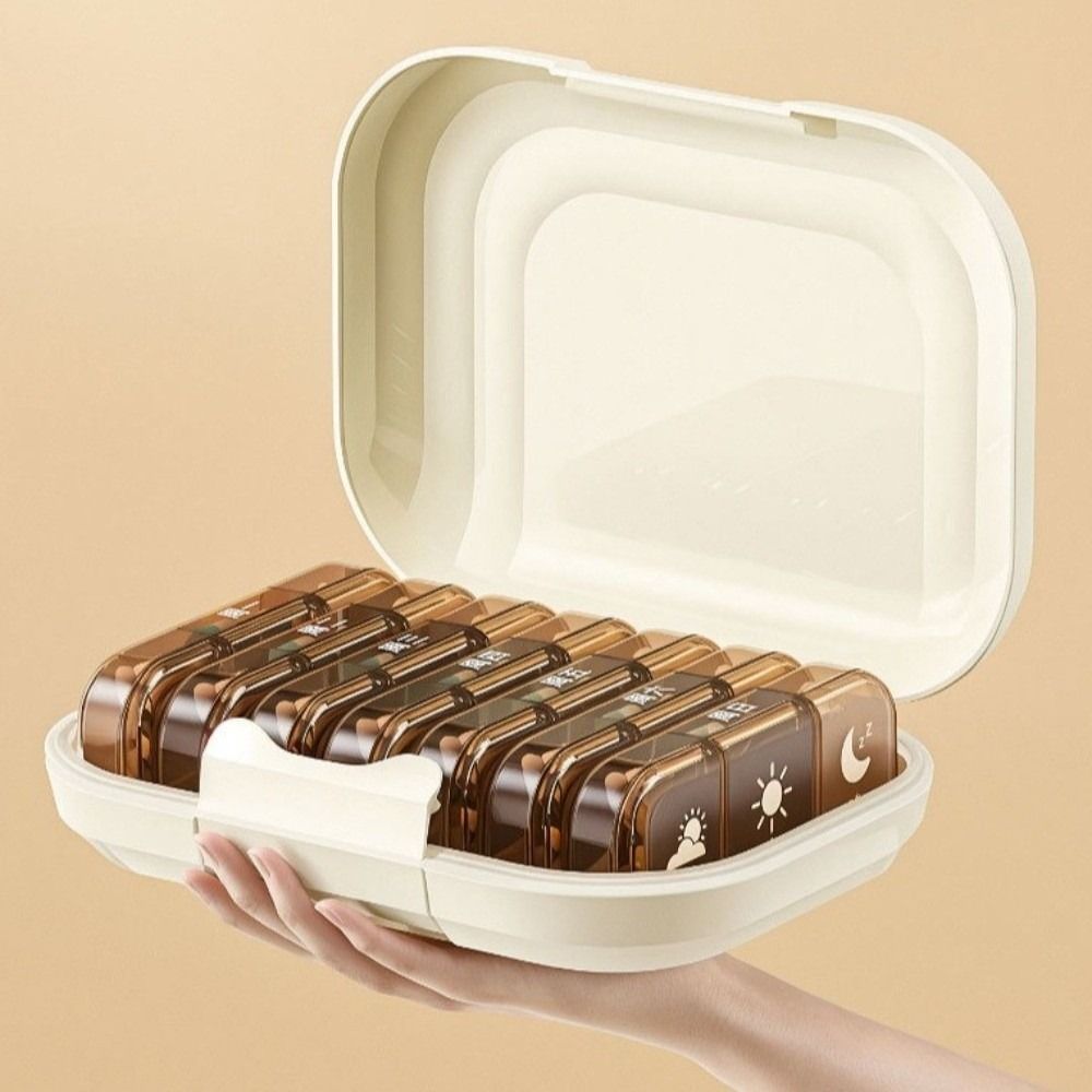 Waterproof Medicine Dispenser 21-Compartment Weekly Pill Organizer Medicine Box  Travel