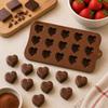 Silicone Chocolate Mold 15 Hearts Candy Mold Flexible Praline Jelly Dessert Mold Reusable 21x10.5cm Brown