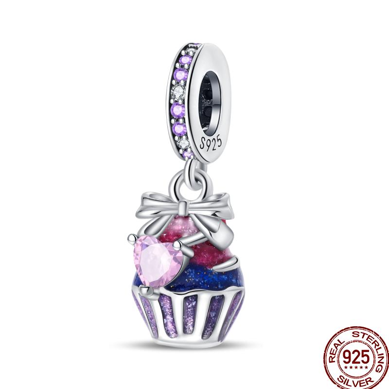 Copper Dessert Afternoon Tea Series Pink Zircon Sweets Playground Series Suitable Fit Pan Original Bracelet Diy