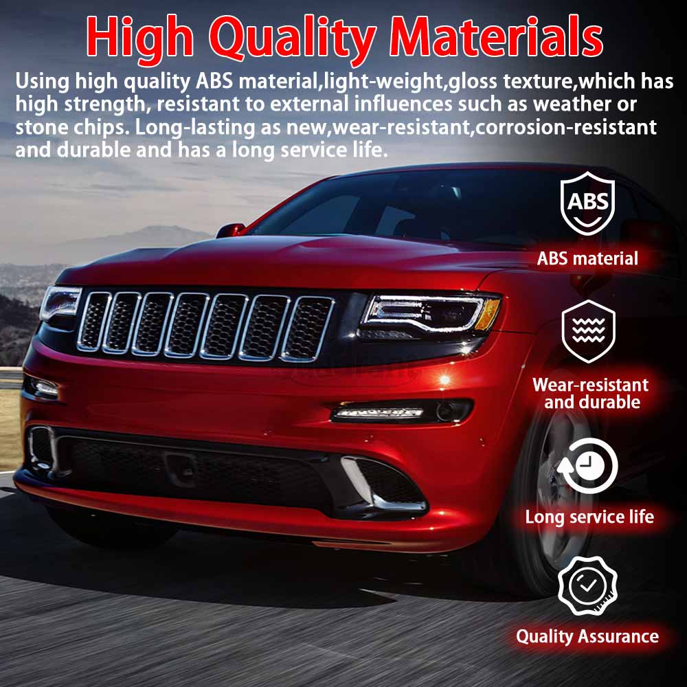 7pcs/set Front Bumper Grille Grill Inserted Ring Trim Cover ABS Plastic For 2014 2015 2016 Jeep Grand Cherokee Car Accessories