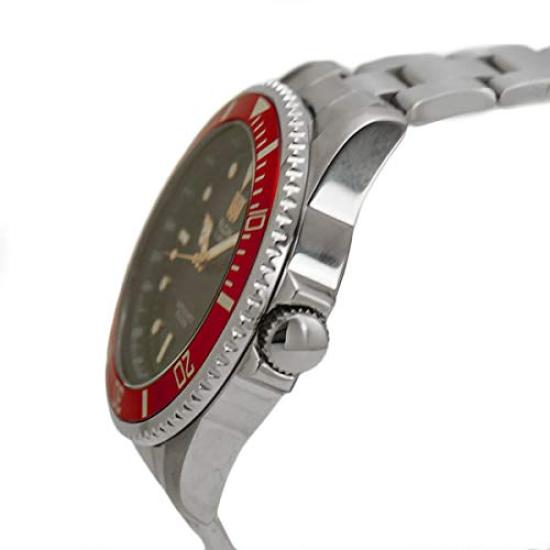 Elgin Solar Water Resistant to 20 Black Red Men's Diver's Watch, ATM, Dial, Bezel, FK1426S-R