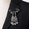 Bohemian Rhinestone Flower Tassel Brooch for Women - Exotic Style Suit Coat Pin