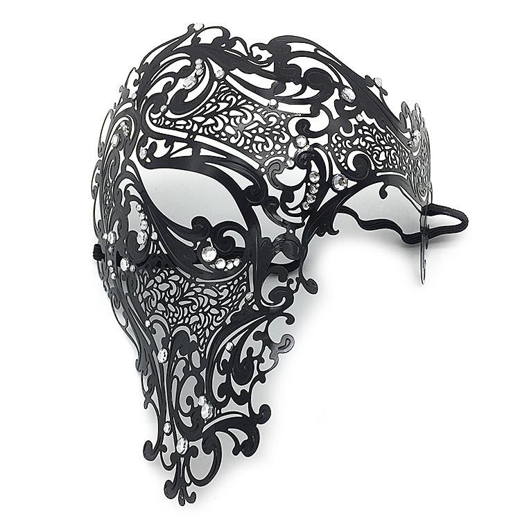 Metallische Halbmaske mit glitzernden Verzierungen für Hochzeiten, Halloween und Veranstaltungen