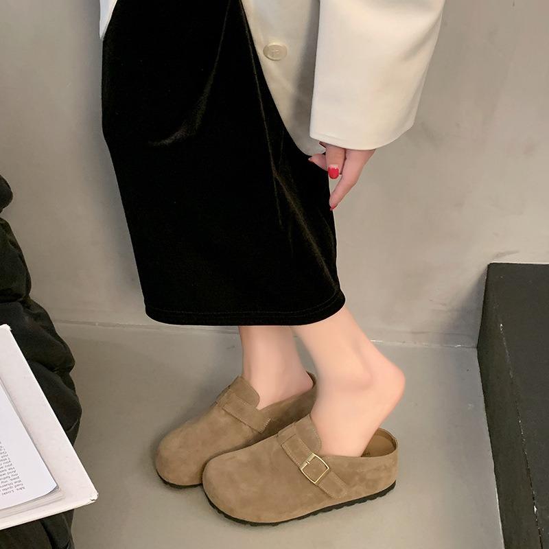 Baotou Half Slippers Women's Spring New Wear Lazy Single Shoes Casual Bread