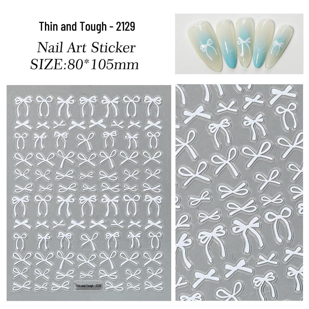 Versatile Ribbon Bow Nail Stickers - Thin, Tough, Flat Back Adhesive for DIY Nail Art Ornaments