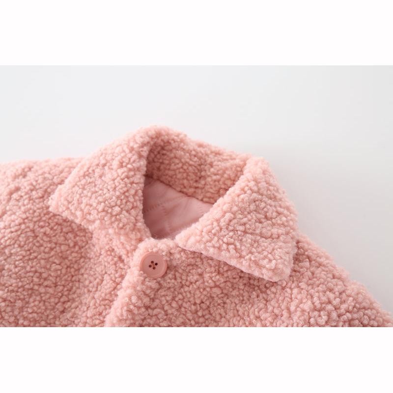 Plush Girls Coat Autumn Winter Lambswool Kids Jacket Fashion Princess Christmas Outerwear Children Clothing