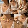 Handmade Bohemian Shell Necklace Colorful Ceramic Ocean Series Necklace  For Women