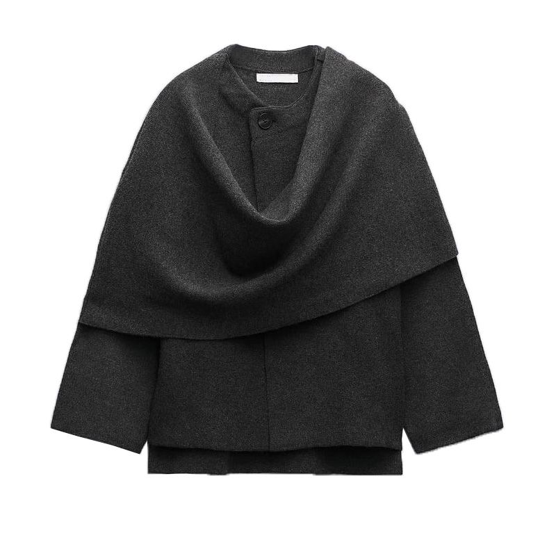 

Spring New Arrival Women s Clothing Fashion Style Cloak Type Scarf Knitting Short Coat Outwear 2756100 Gray L