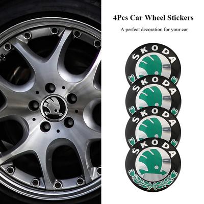 4Pcs Car Emblem Wheel Hub Caps Stickers Decoration For Octavia Kodiaq Enyaq iV Kamiq Scala Superb Fabia Rapid Citigo Karoq