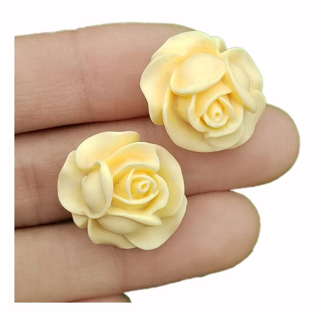 Pastel Color Rose Flower Flatback Resin Cabochon Scrapbooking Hair Accessories DIY Phone Case Decoration Craft