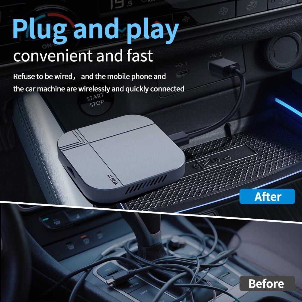 Kowankit 2026 Android 12 Wireless Carplay Ai Box Android Auto 3 in 1 TV Box 4+32G Wifi6 BT Plug & Play Fits Cars From 2016+