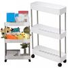 3-Tier Slim Mobile Shelving Unit Utility Carts Shelf Rack Floor Storage Racks for Kitchen Bathroom Office Laundry Room