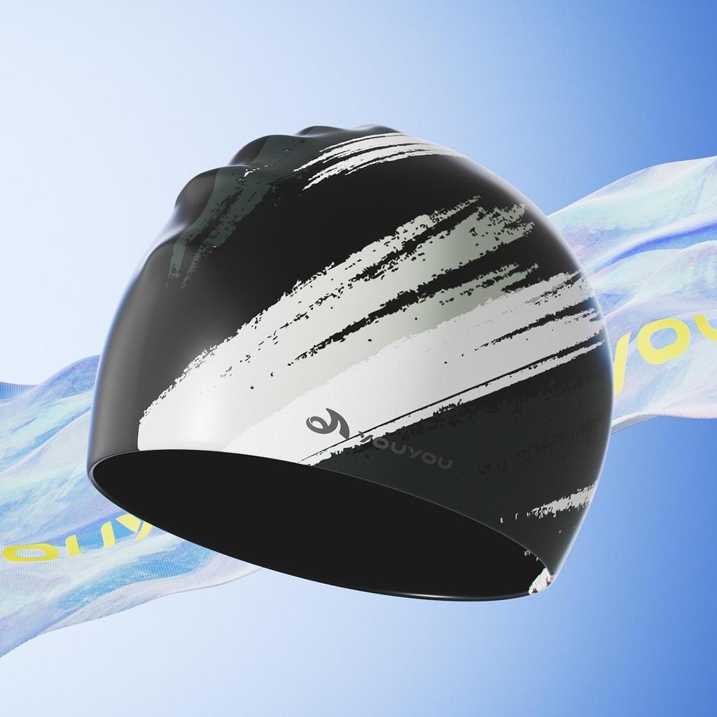 Bonnet de bain étanche pour adulte avec protection d'oreilles pour cheveux longs - Unisexe en silicone, grande taille