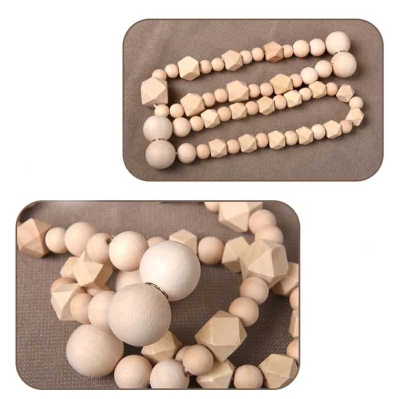 Vintage Wood Beaded Curtain Holders Tiebacks 6Pieces Set Window Drape Holdback for Bedroom and Living Room Decoration