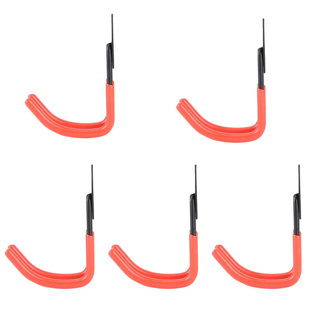 5Pcs Wall Mounted Double Hook Heavy Duty Garage Storage Utility Hooks with AntiRust Coating(Orange )