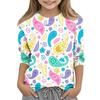 Children's Printed Round Neck Seven Quarter Sleeve Casual T-shirt