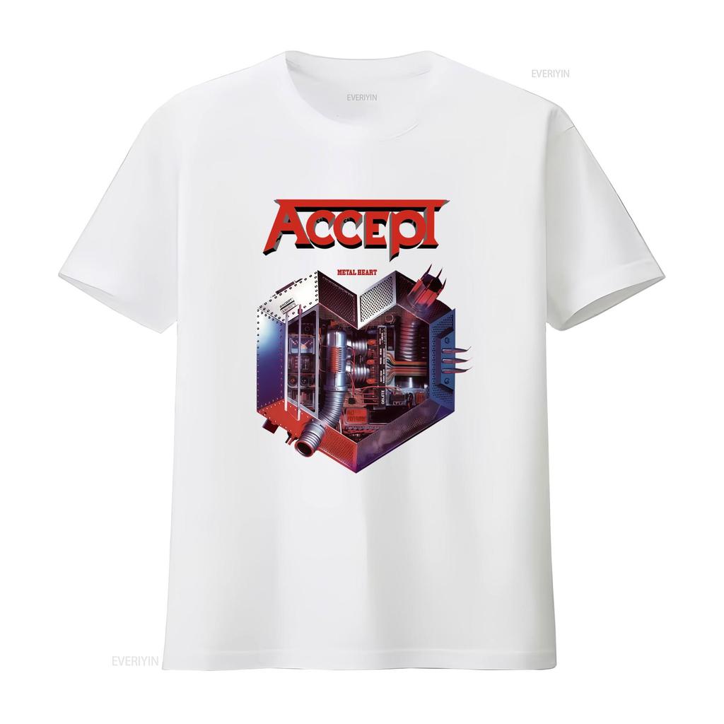 ACCEPT METAL HEART Album Design T Shirt Sizes S 5XL MR319 Band Merch Music Lover  Vintage Washed Versatile Casual Soft Fashion