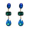 Long Earrings Drop Women Retro Titanium Steel Alloy Pendant Earrings Acrylic Colorful Crystal Rhinestone Geometric Ear Ornaments